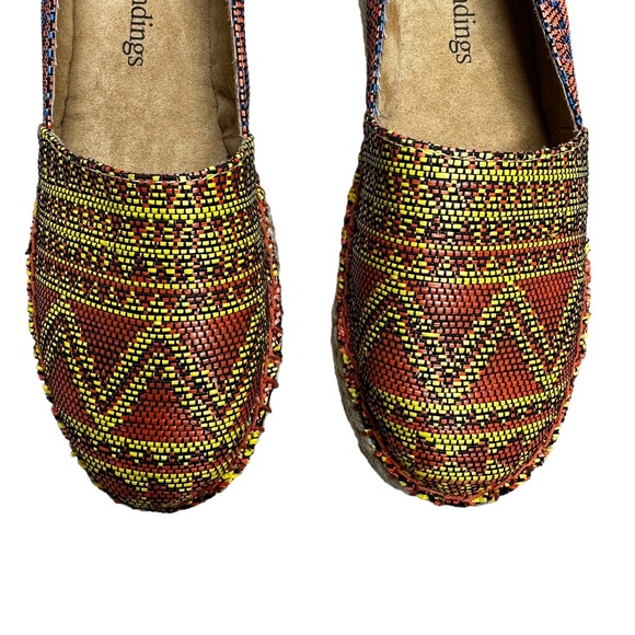 Soft Surroundings Nissa Espadrille Metallic Woven Tribal Print Slip On Shoes 7 - Picture 9 of 14